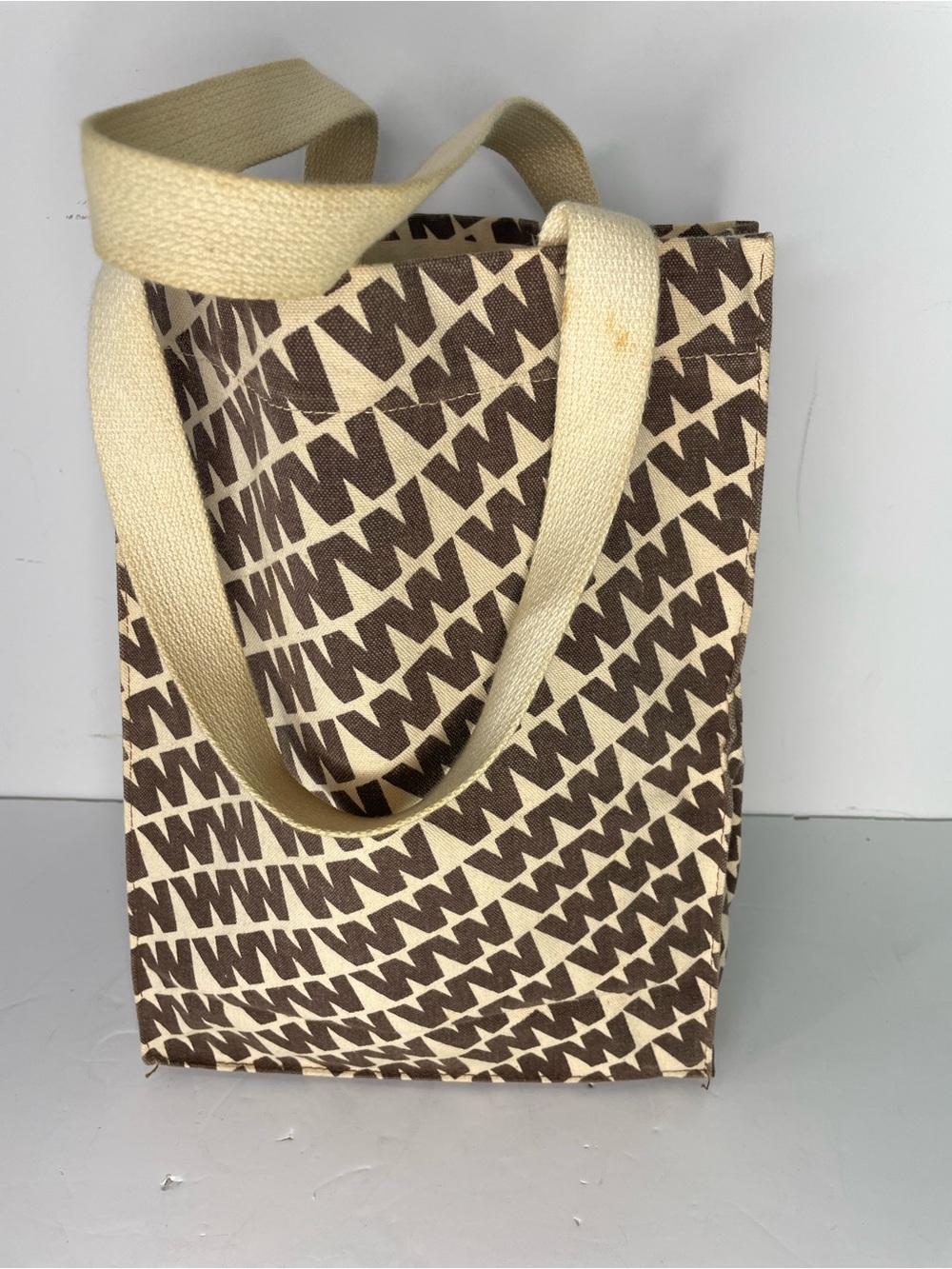 Vintage Weight Watchers Canvas Lunch Tote Bag Tan Brown Logo
